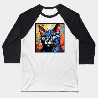 Geometric Cat Funny Abstract Cat Baseball T-Shirt